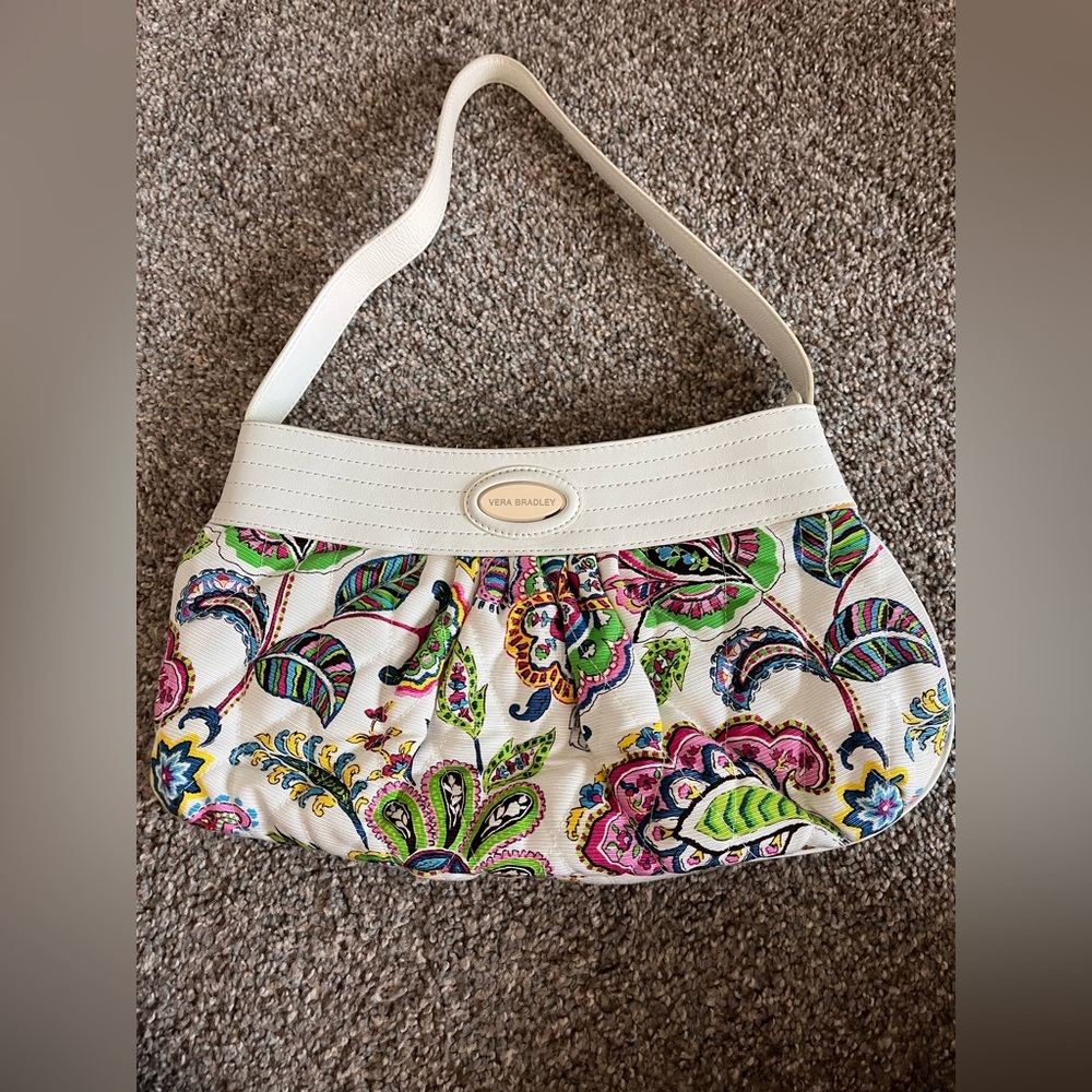 SALE Vera Bradley White cotton and multi-color paisley shoulder bag